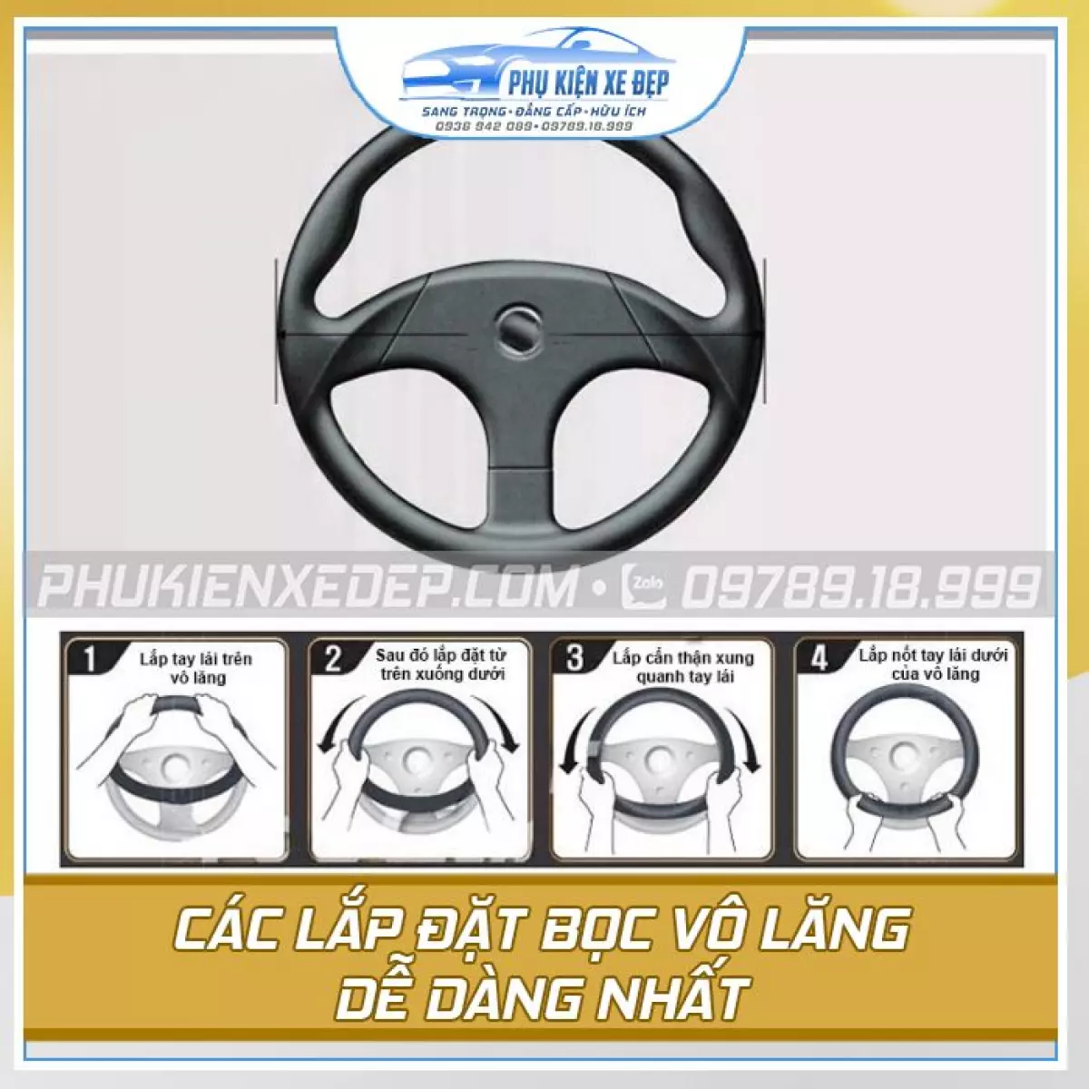 Hướng dẫn cách lắp bọc vô lăng dễ dàng