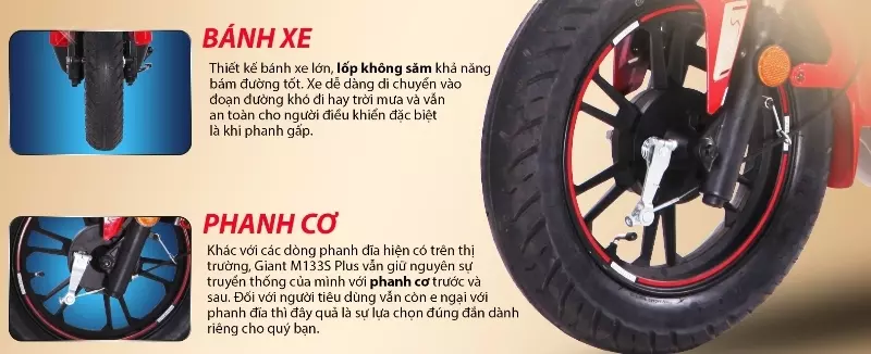 Xe đạp điện Giant M133S Plus hệ thống phanh