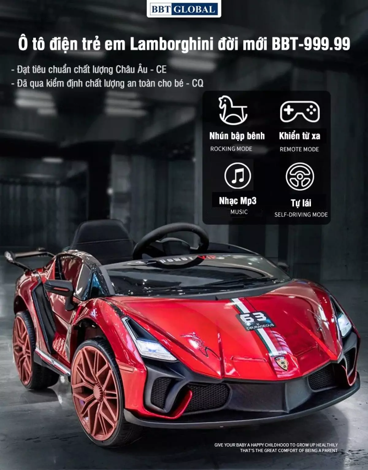 Ô tô điện trẻ em Lamborghini đời mới BBT-999.99