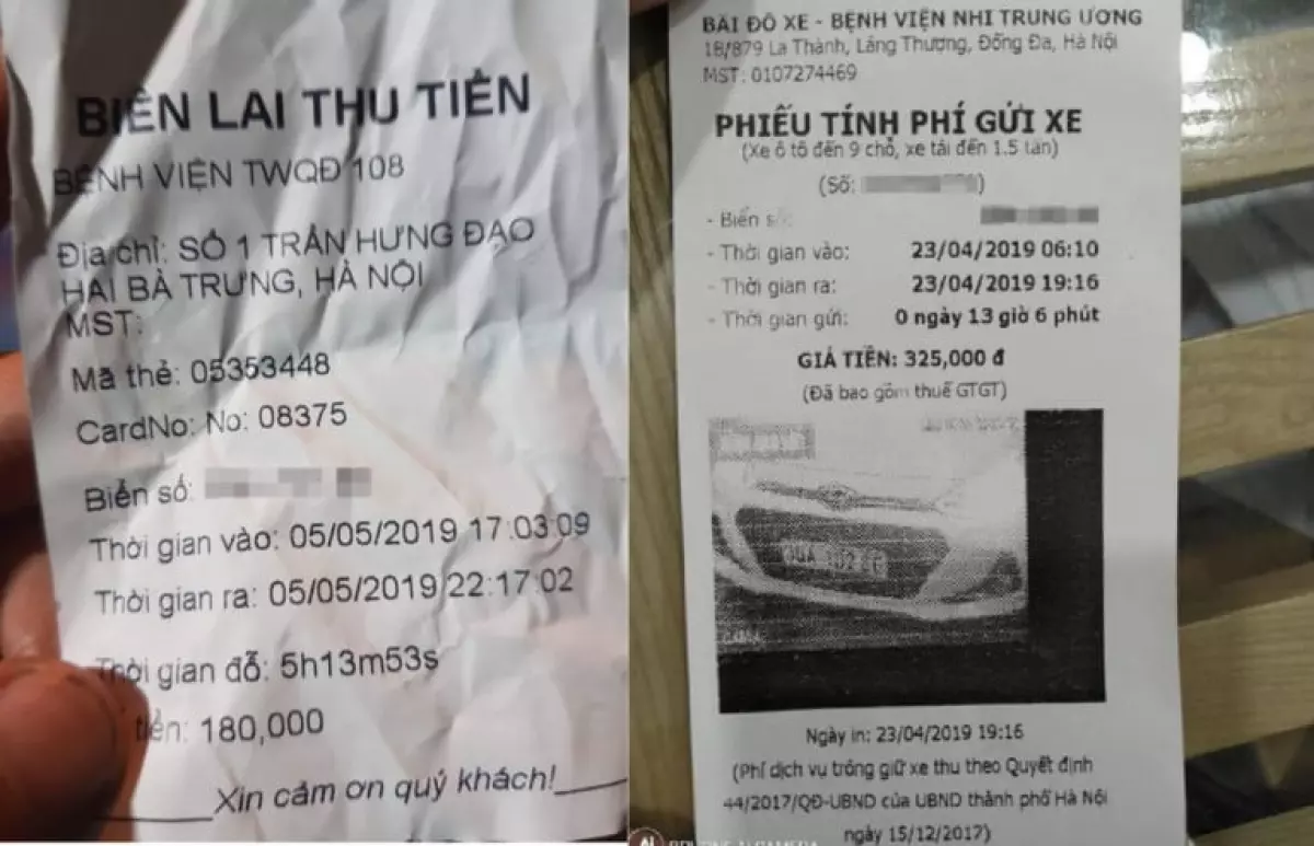 Các tài xế chia sẻ giá vé gửi xe tại bệnh viện lên đến vài trăm nghìn đồng do bãi xe tính phí theo giờ. Ảnh: Oto+.