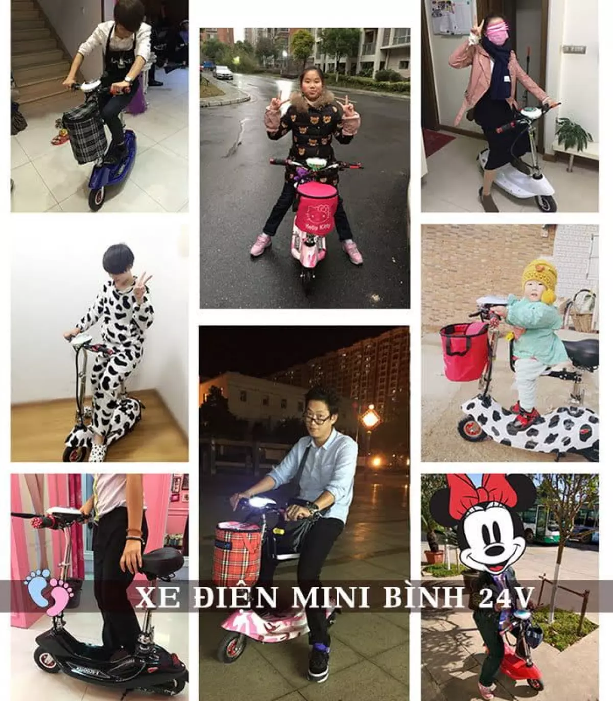 Xe điện mini E Scooter Bình ắc quy 24V 1