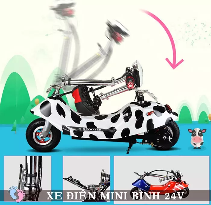 Xe điện mini E Scooter Bình ắc quy 24V 3