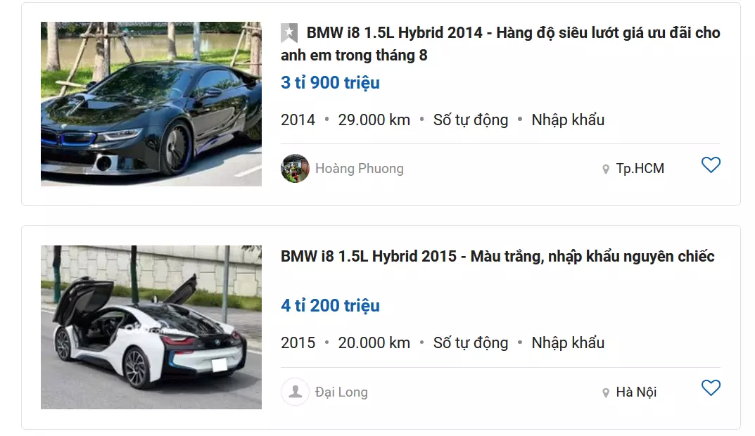 Giá xe BMW i8.