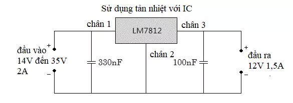 Mạch cấp nguồn 12V sử dụng IC 7812
