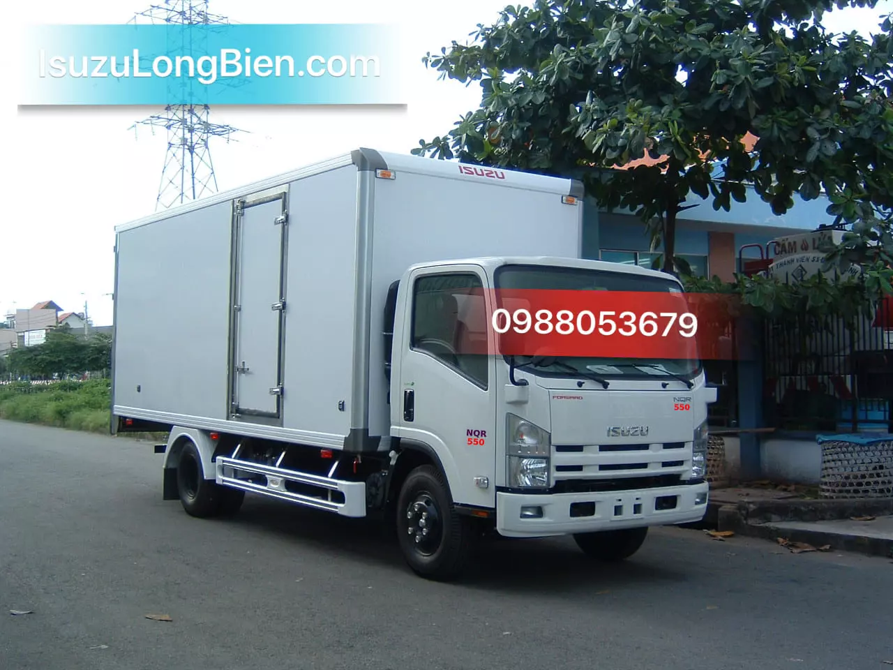 xe tai isuzu 5,5 tan thung kin nqr 550 dai 5,7m