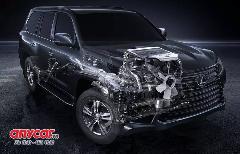 Lexus LX570 được trang bị động cơ V8 32 van dung tích 5.66L, trục cam kép, VVT-I kép