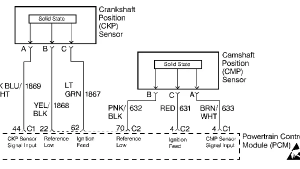 Mạch điện của cảm biến vị trí trục cam Hall